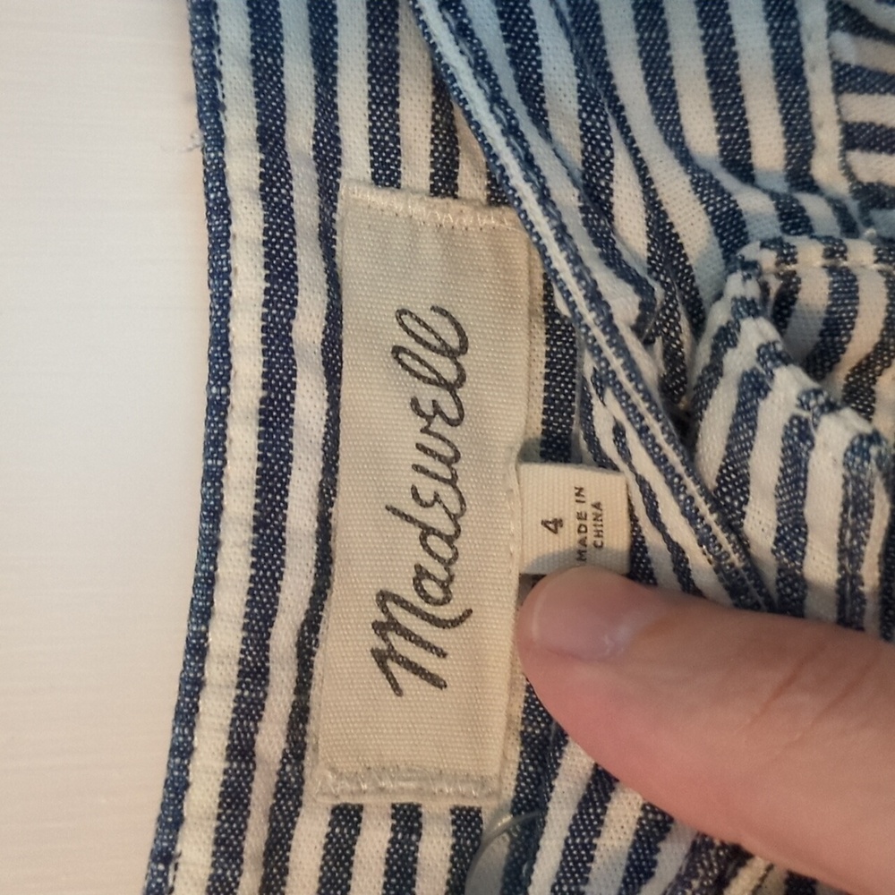 Madewell Palisade Midi Striped Button-Front Skirt Size 4 - Picture 5 of 6